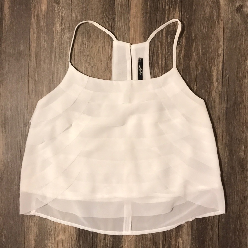 Papaya white layered chiffon tank